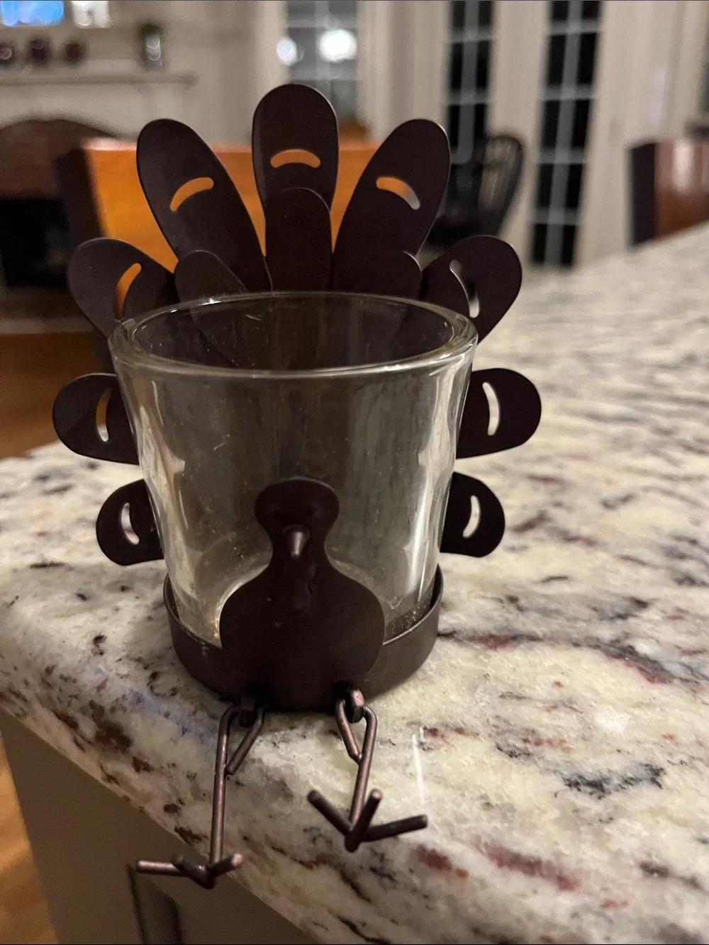 Brown Turkey Votive Candle Holder with Clear Glass. Yankee candle company.